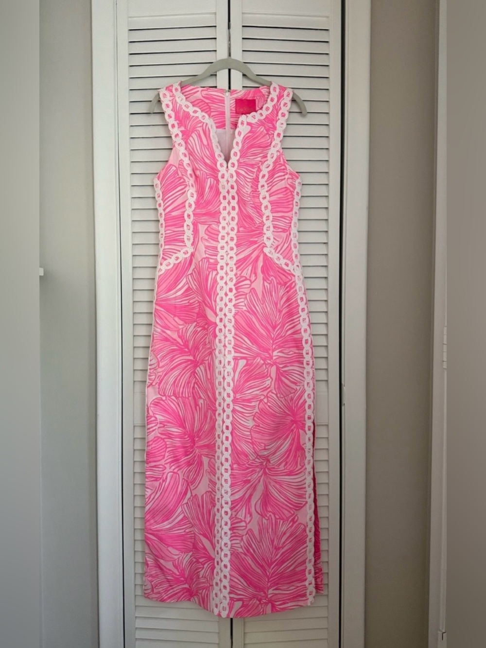 Lilly Pulitzer Prosecco Pink Fronds Floral Maxi Dress Size 0
